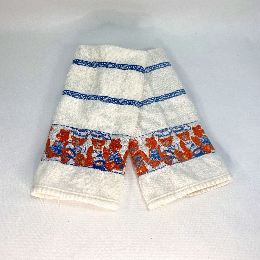 Vintage Teddy Bear Kitchen Dish Towel Cooking Chefs Santens Cotton Terry Cloth